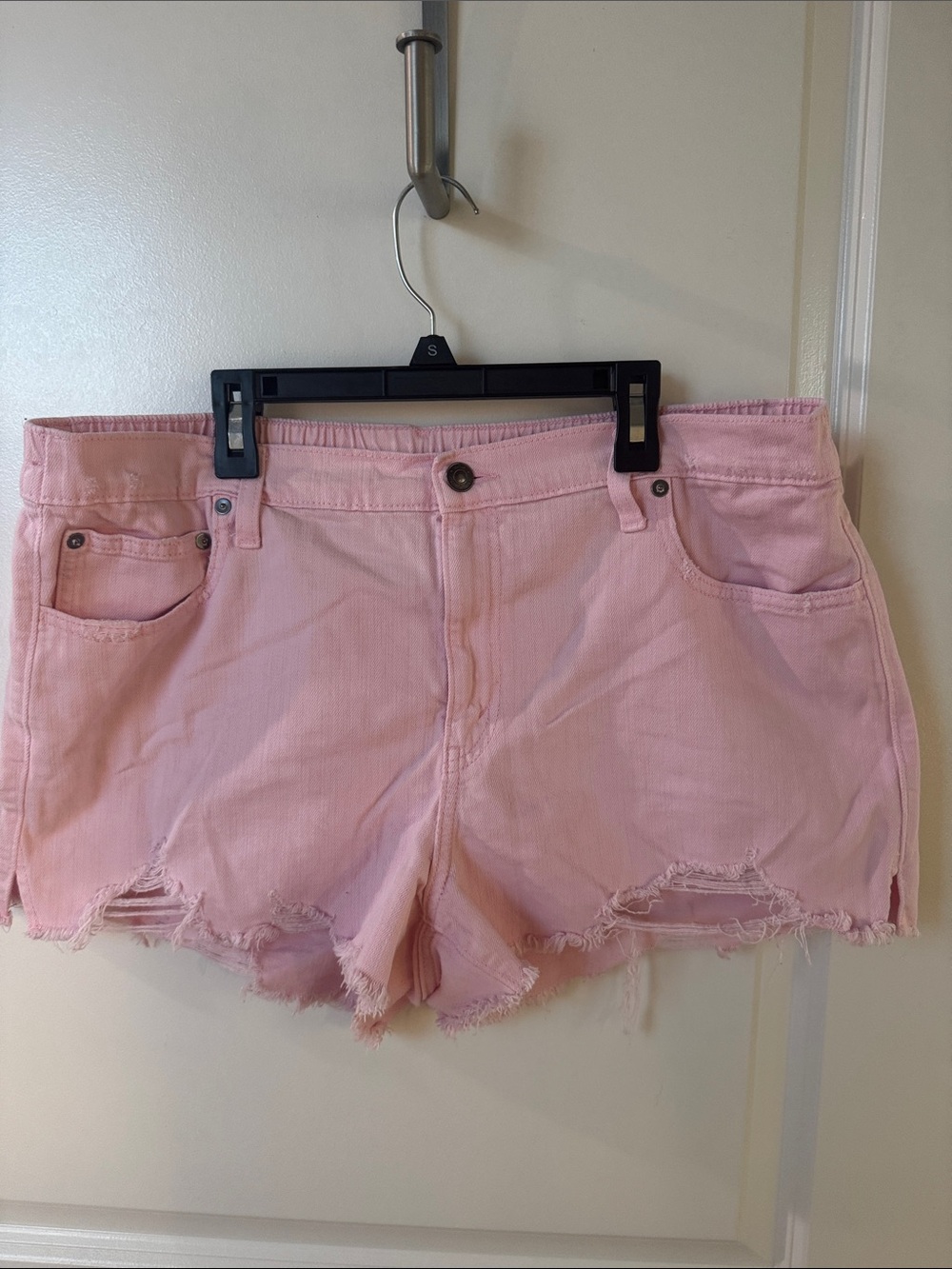 aerie Daydream Light Pink Distressed Denim Cutoff Shorts